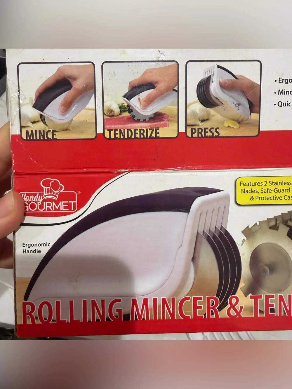 Handy Gourmet JB6763 Rolling Mincer & Tenderizer, White And Black